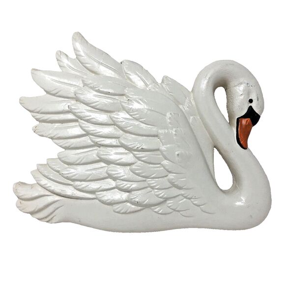 Chalkware Swan Wall decor Plaque Vintage 1996 Hobbyist Craft Handmade Kitschy - Picture 2 of 7